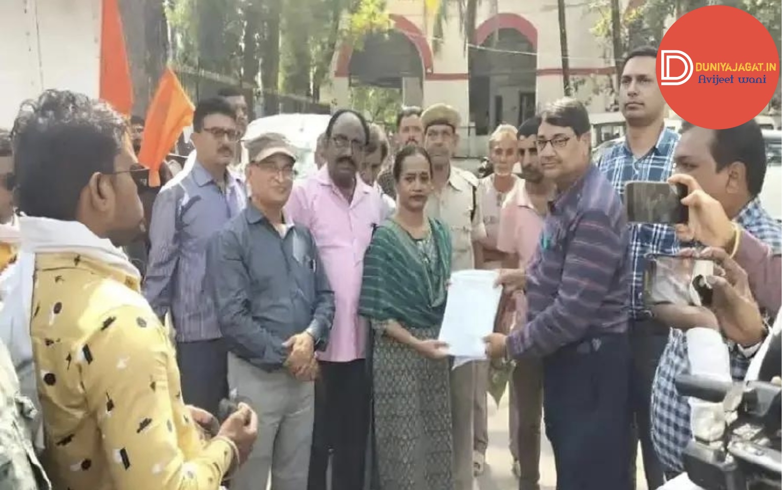 a group of people standing outside